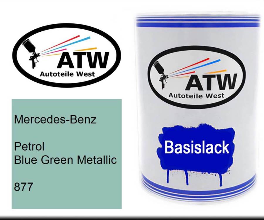 Mercedes-Benz, Petrol Blue Green Metallic, 877: 500ml Lackdose, von ATW Autoteile West.